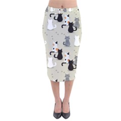 Cute-cat-seamless-pattern Velvet Midi Pencil Skirt by Jancukart