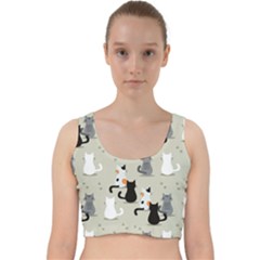 Cute-cat-seamless-pattern Velvet Racer Back Crop Top by Jancukart