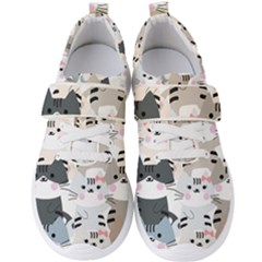 Cute-cat-couple-seamless-pattern-cartoon Men s Velcro Strap Shoes by Jancukart