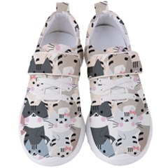 Cute-cat-couple-seamless-pattern-cartoon Women s Velcro Strap Shoes by Jancukart