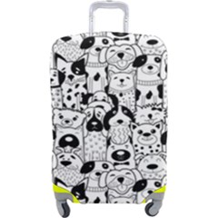 Seamless-pattern-with-black-white-doodle-dogs Luggage Cover (large) by Jancukart