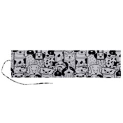 Seamless-pattern-with-black-white-doodle-dogs Roll Up Canvas Pencil Holder (l) by Jancukart