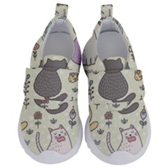 Funny Cartoon Cats Seamless Pattern Kids  Velcro No Lace Shoes by Jancukart