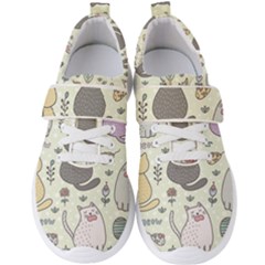 Funny Cartoon Cats Seamless Pattern Men s Velcro Strap Shoes by Jancukart