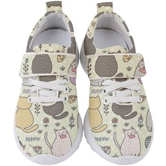 Funny Cartoon Cats Seamless Pattern Kids  Velcro Strap Shoes by Jancukart