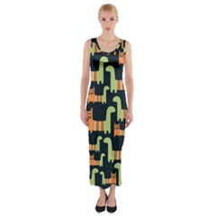 Seamless-pattern-with-cats Fitted Maxi Dress by Jancukart