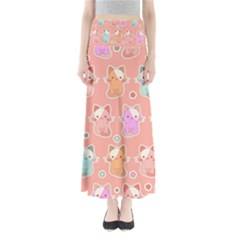 Cute-kawaii-kittens-seamless-pattern Full Length Maxi Skirt by Jancukart