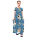 Seamless-pattern-funny-astronaut-outer-space-transportation Kids  Short Sleeve Maxi Dress View1