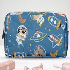 Seamless-pattern-funny-astronaut-outer-space-transportation Make Up Pouch (medium) by Jancukart