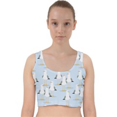 Cute-seagulls-seamless-pattern-light-blue-background Velvet Racer Back Crop Top by Jancukart