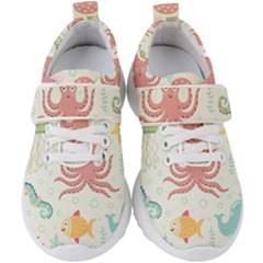 Underwater-seamless-pattern-light-background-funny Kids  Velcro Strap Shoes by Jancukart