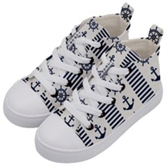 Nautical-seamless-pattern-vector-illustration Kids  Mid-top Canvas Sneakers by Jancukart