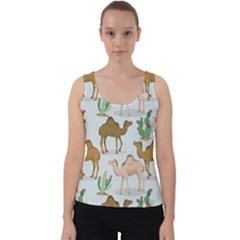 Camels-cactus-desert-pattern Velvet Tank Top by Jancukart