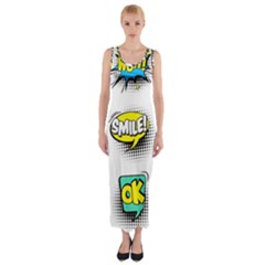 Set-colorful-comic-speech-bubbles Fitted Maxi Dress by Jancukart