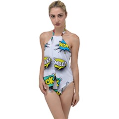 Set-colorful-comic-speech-bubbles Go With The Flow One Piece Swimsuit by Jancukart