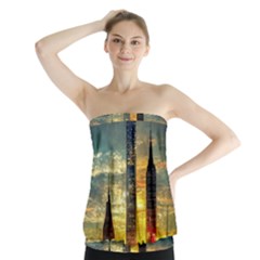 New York City Sunset Dusk Twilight Strapless Top by Wegoenart