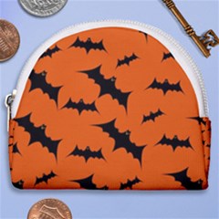 Halloween Card With Bats Flying Pattern Horseshoe Style Canvas Pouch by Wegoenart