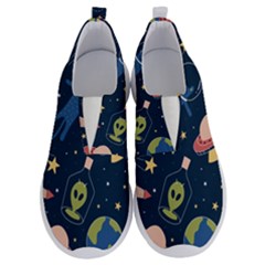 Seamless Pattern With Funny Alien Cat Galaxy No Lace Lightweight Shoes by Wegoenart