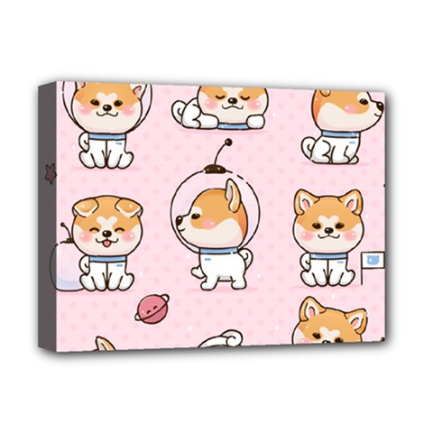 Set Kawaii Smile Japanese Dog Cartoon Deluxe Canvas 16  X 12  (stretched)  by Wegoenart