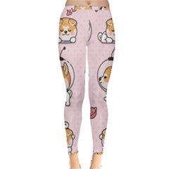 Set Kawaii Smile Japanese Dog Cartoon Inside Out Leggings by Wegoenart