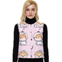 Set Kawaii Smile Japanese Dog Cartoon Women s Short Button Up Puffer Vest View1