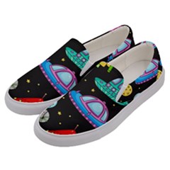 Seamless Pattern With Space Object Ufo Rocket Alien Hand Drawn Element Space Men s Canvas Slip Ons by Wegoenart