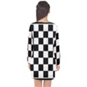 Chess board background design Long Sleeve Chiffon Shift Dress  View2