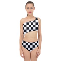 Chess Board Background Design Spliced Up Two Piece Swimsuit by Wegoenart