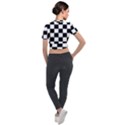 Chess board background design Short Sleeve Cropped Jacket View2