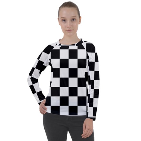 Chess Board Background Design Women s Long Sleeve Raglan Tee by Wegoenart