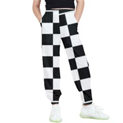 Chess Board Background Design Kids  Elastic Waist Pants by Wegoenart