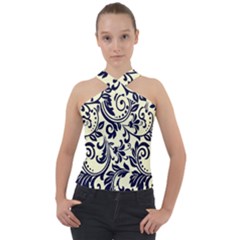 Tribal Flowers Cross Neck Velour Top by ConteMonfrey