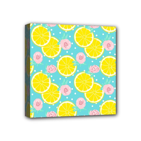 Blue Neon Lemons Mini Canvas 4  X 4  (stretched) by ConteMonfrey