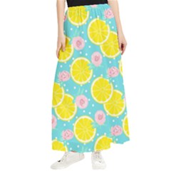 Blue Neon Lemons Maxi Chiffon Skirt by ConteMonfrey