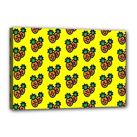 Yellow Background Pineapples Canvas 18  X 12  (stretched) by ConteMonfrey