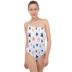 Sky Birds - Airplanes Classic One Shoulder Swimsuit by ConteMonfrey