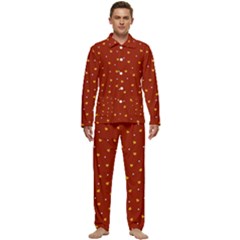 Red Yellow Love Heart Valentine Men s Long Sleeve Velvet Pocket Pajamas Set by Ravend