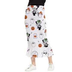 Halloween Jack O Lantern Vector Maxi Fishtail Chiffon Skirt by Ravend