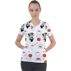 Halloween Jack O Lantern Vector Short Sleeve Zip Up Jacket by Ravend