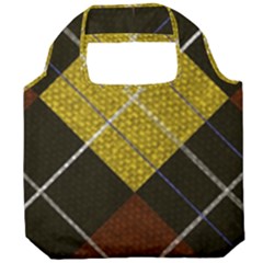 Modern Yellow Golden Plaid Foldable Grocery Recycle Bag by ConteMonfrey