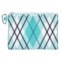 Ice Blue Diagonal Plaids Canvas Cosmetic Bag (xl) by ConteMonfrey
