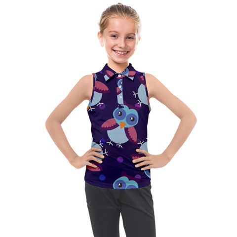 Owl Pattern Background Kids  Sleeveless Polo Tee by Wegoenart