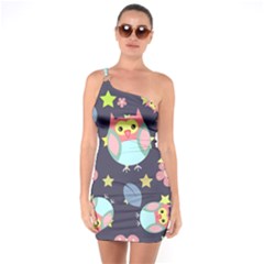 Owl Star Pattern Background One Soulder Bodycon Dress by Wegoenart