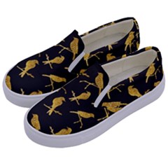 Background-with-golden-birds Kids  Canvas Slip Ons by Wegoenart