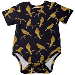 Background-with-golden-birds Baby Short Sleeve Onesie Bodysuit by Wegoenart