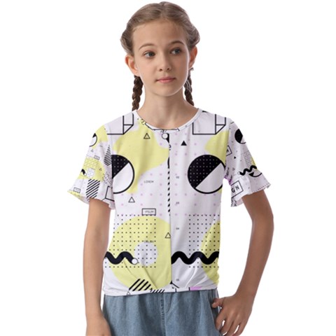 Graphic-design-geometric-background Kids  Cuff Sleeve Scrunch Bottom Tee by Wegoenart