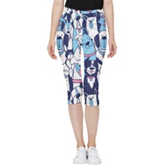 Dogs-seamless-pattern Inside Out Lightweight Velour Capri Leggings  by Wegoenart