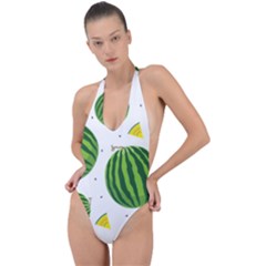 Watermelon Fruit Backless Halter One Piece Swimsuit by ConteMonfrey