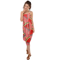 Red Watermelon Popsicle Waist Tie Cover Up Chiffon Dress by ConteMonfrey