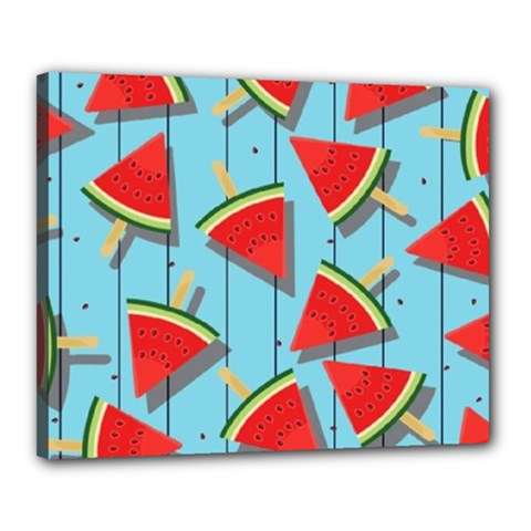 Blue Watermelon Popsicle  Canvas 20  X 16  (stretched) by ConteMonfrey